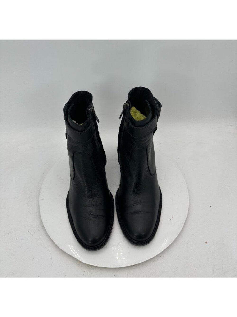 Helmut Lang Women Size EU 37.5 US 7.5 Black Leather Side Zip Block Heel Boot - Picture 3 of 12